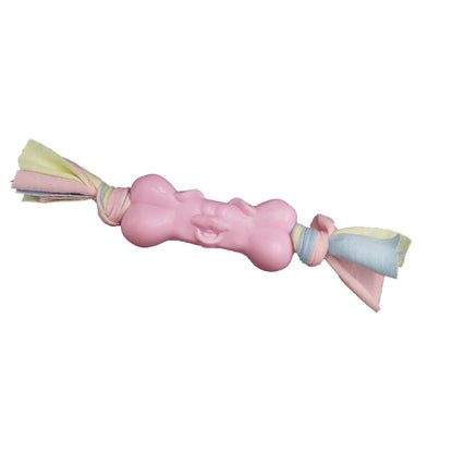 Chew, Tug & Play — TPR Dog Bone Toy with Cotton Fabric Strips