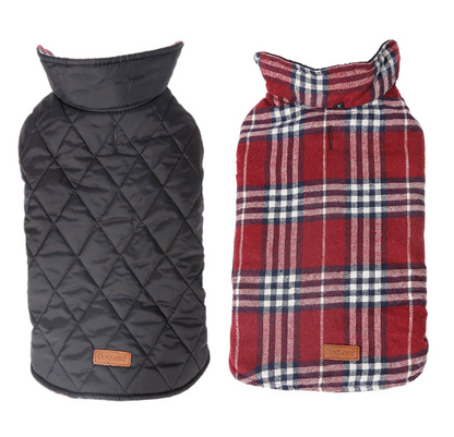 Waterproof Reversible Plaid Dog Jacket for Pets