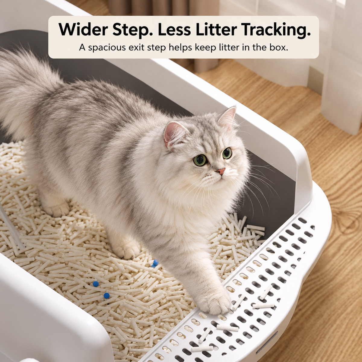 Room to Roam, Less Mess at Home — Large High-Sided Cat Litter Box with Scoop