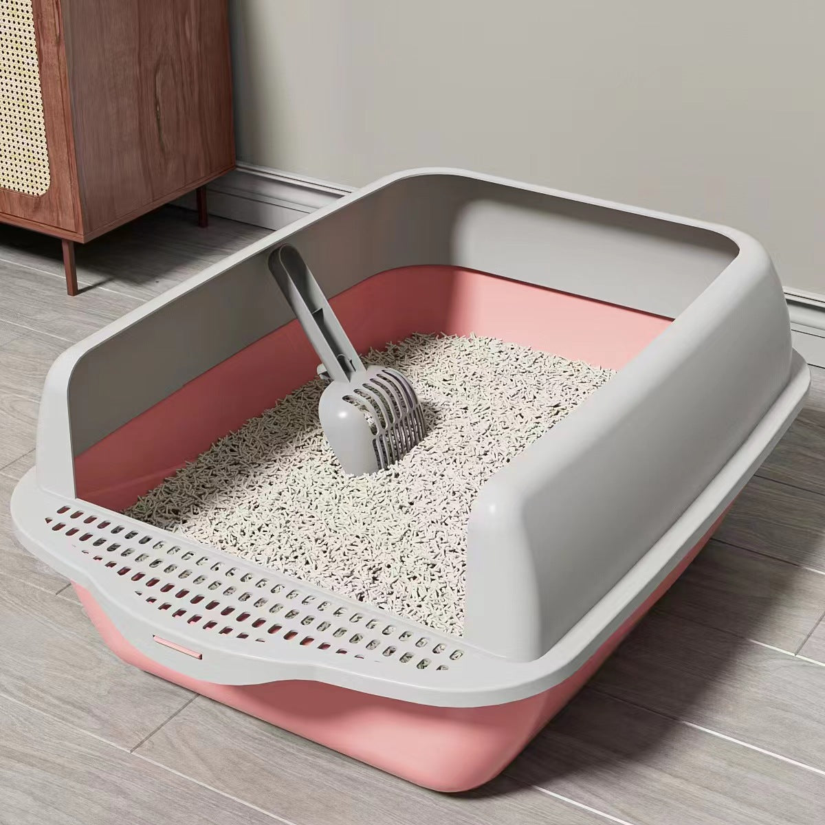 Room to Roam, Less Mess at Home — Large High-Sided Cat Litter Box with Scoop