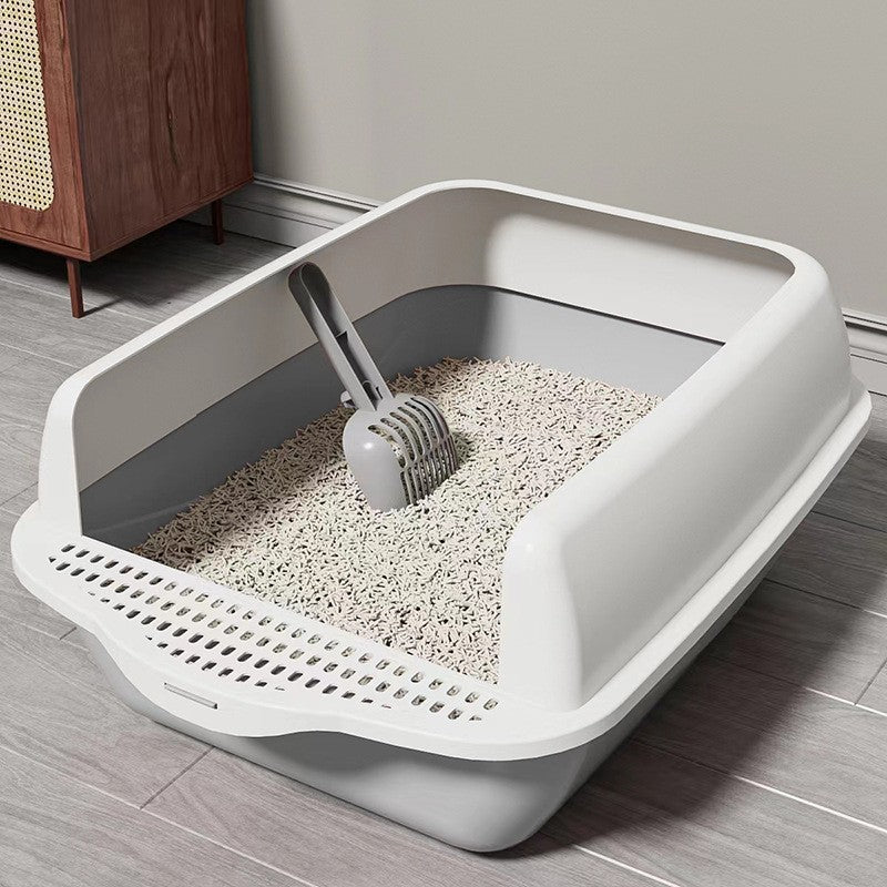 Room to Roam, Less Mess at Home — Large High-Sided Cat Litter Box with Scoop