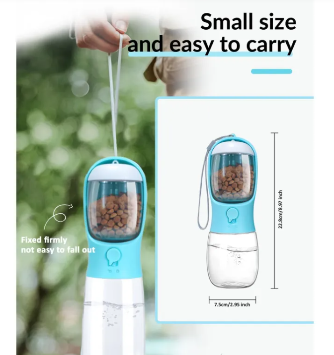 Sip, Snack & Explore — Portable Pet Water Bottle with Built-In Food Storage