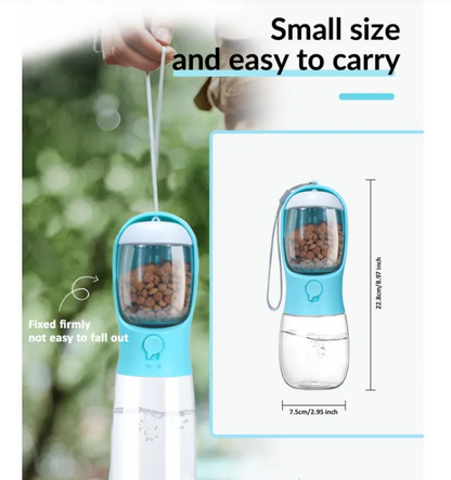 Sip, Snack & Explore — Portable Pet Water Bottle with Built-In Food Storage