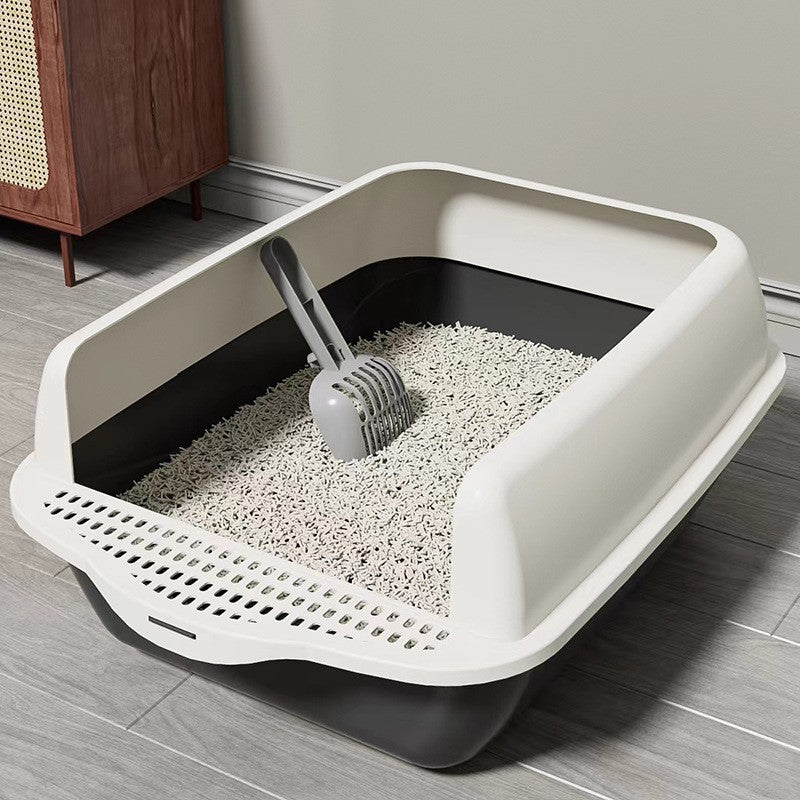 Room to Roam, Less Mess at Home — Large High-Sided Cat Litter Box with Scoop