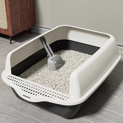 Room to Roam, Less Mess at Home — Large High-Sided Cat Litter Box with Scoop