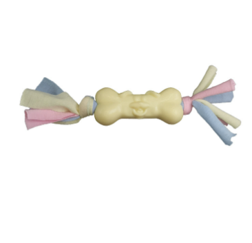 Chew, Tug & Play — TPR Dog Bone Toy with Cotton Fabric Strips