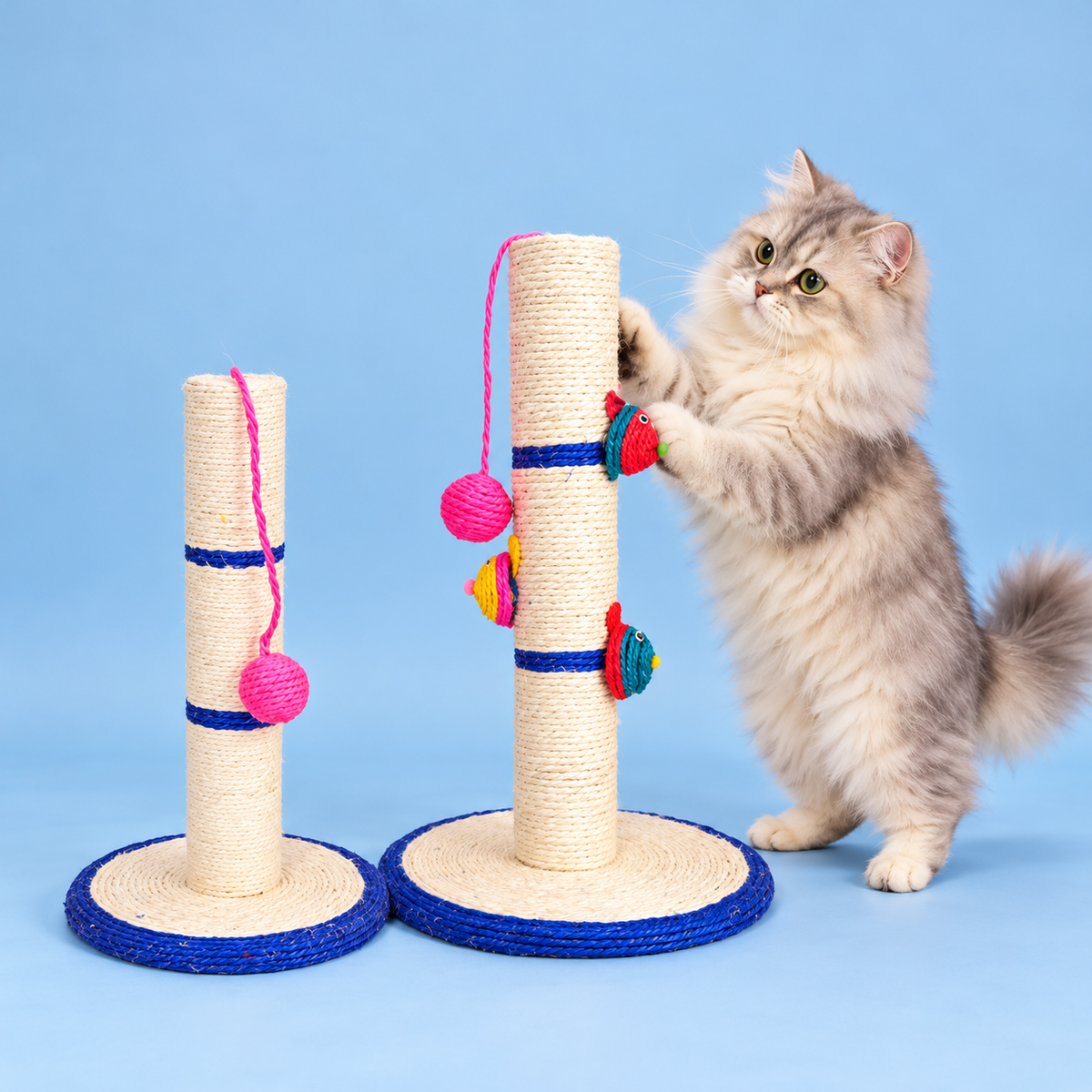 Scratch, Stretch & Play — Sisal Cat Scratching Post with Toy Ball