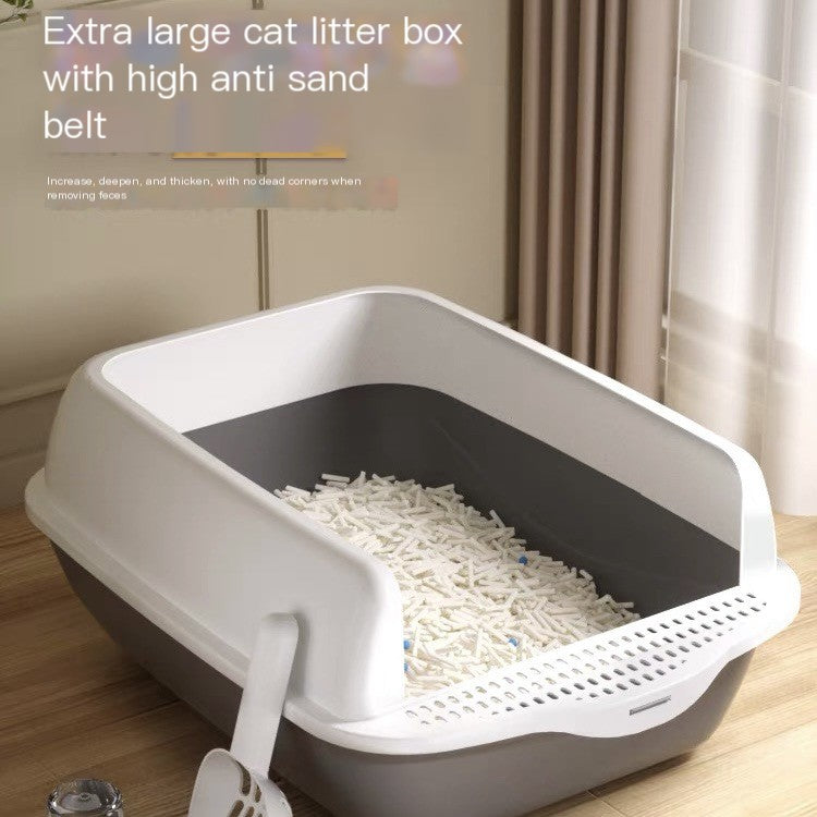 Room to Roam, Less Mess at Home — Large High-Sided Cat Litter Box with Scoop
