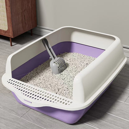 Room to Roam, Less Mess at Home — Large High-Sided Cat Litter Box with Scoop