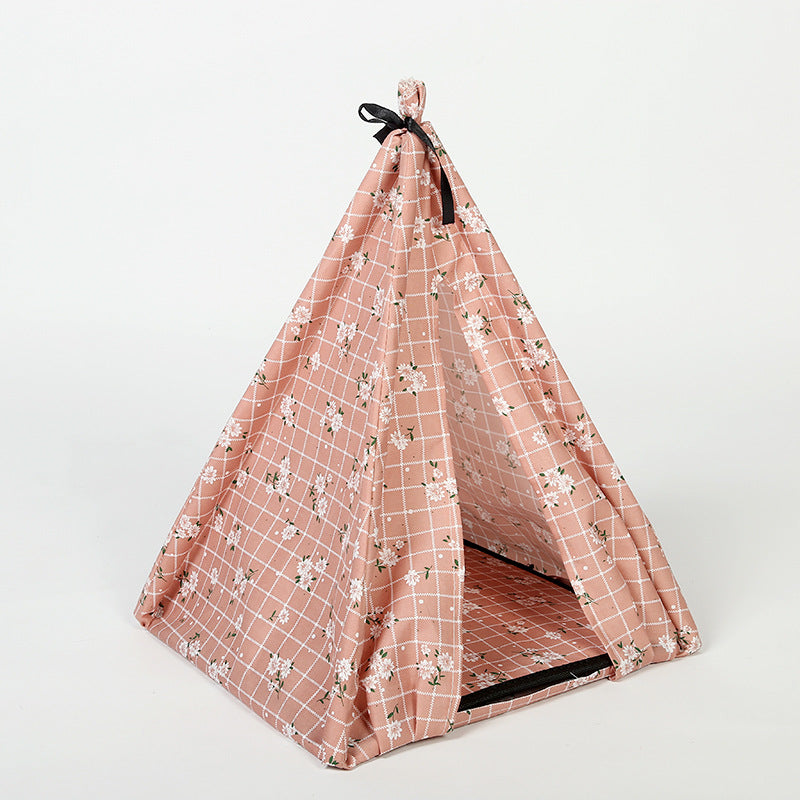 A Cozy Escape — Foldable Pet Tent with Mosquito Netting for Cats & Small Dogs
