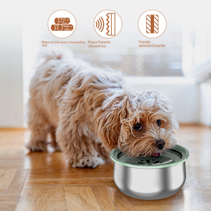 Stainless Steel Large Cat & Dog Water Bowl with Splash Guard