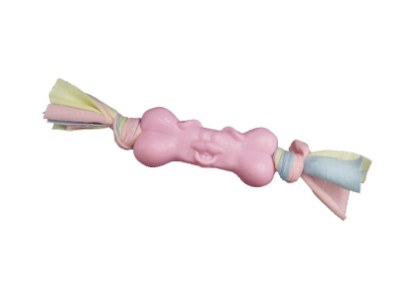 Chew, Tug & Play — TPR Dog Bone Toy with Cotton Fabric Strips